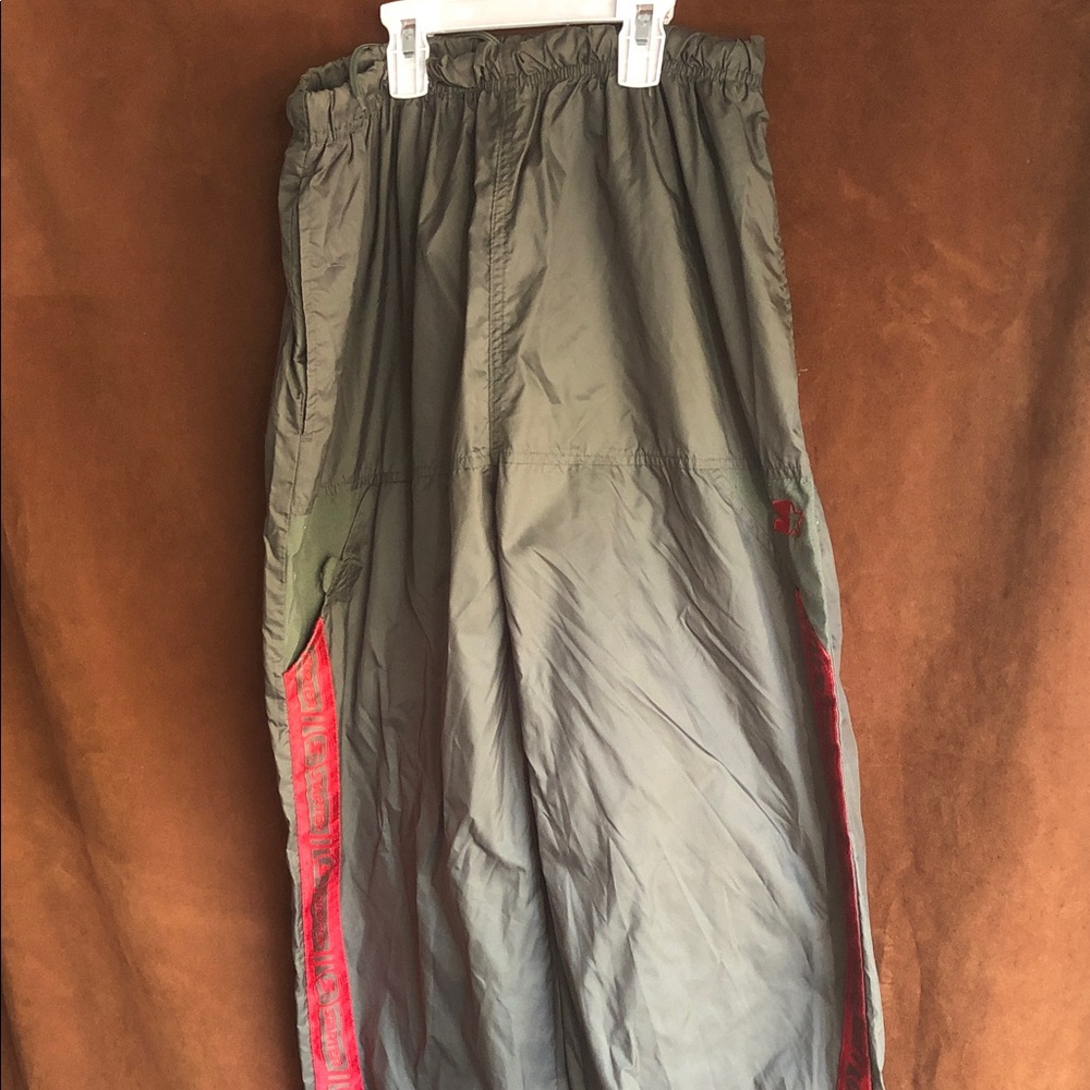 STARTER Olive Green Joggers with Red Side Stripes